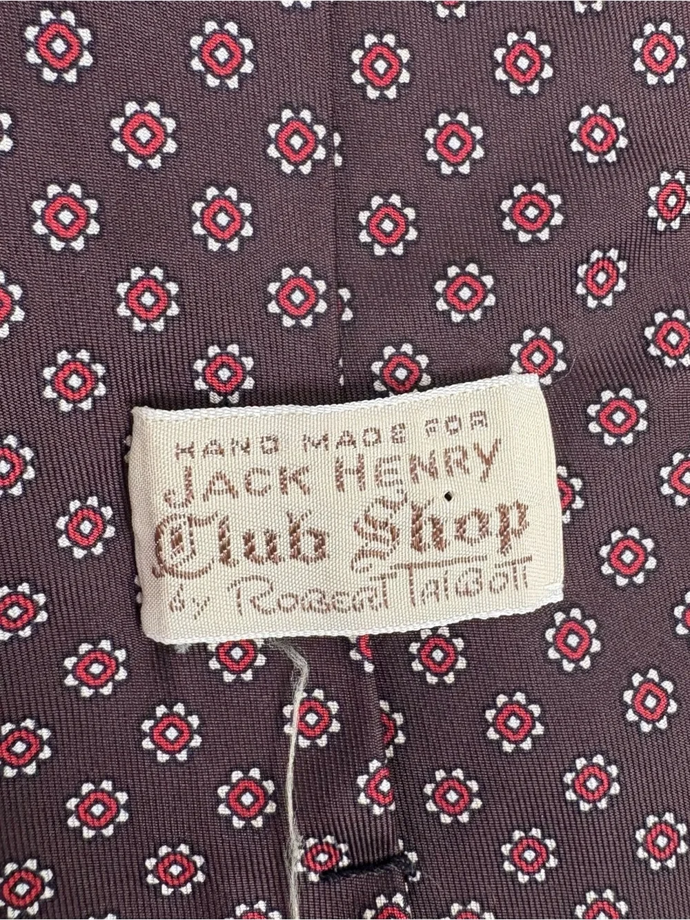 VTG Jack Henry Club Shop by Robert Talbott Brown Geometric Handmade Men's Tie